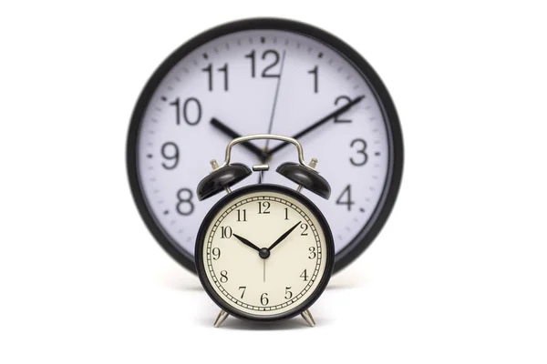 Black Vintage Alarm Clock Background Modern Office Hours Black Alarm — Stock Photo, Image
