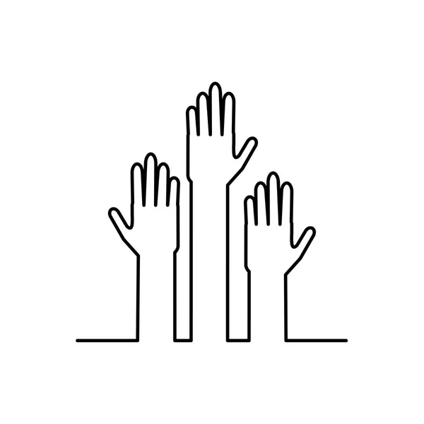 白い背景の上の手のベクトルを発生します ベクトルの概念をボランティアの手を発生します ボランティアのアイコンのコンセプトです ベクトル図 — ストックベクタ