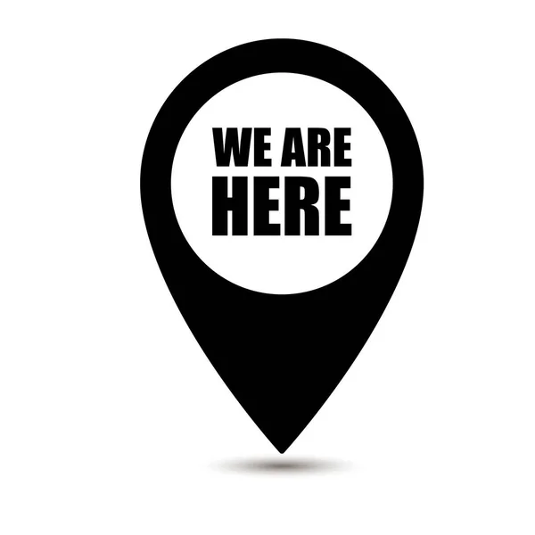 Harita işaretçi simgesi beyaz arka plan üzerinde izole buradayız. Beyaz arka plan üzerinde izole harita PIN buradayız. Vektör çizim