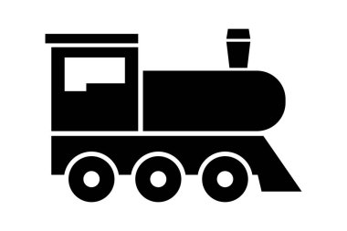 Beyaz arka plan üzerinde lokomotif simgesi. Vintage tren işareti. Dişi bir buharlı lokomotif. Vektör çizim
