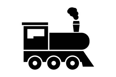 Beyaz arka plan üzerinde lokomotif simgesi. Vintage tren işareti. Dişi bir buharlı lokomotif. Vektör çizim