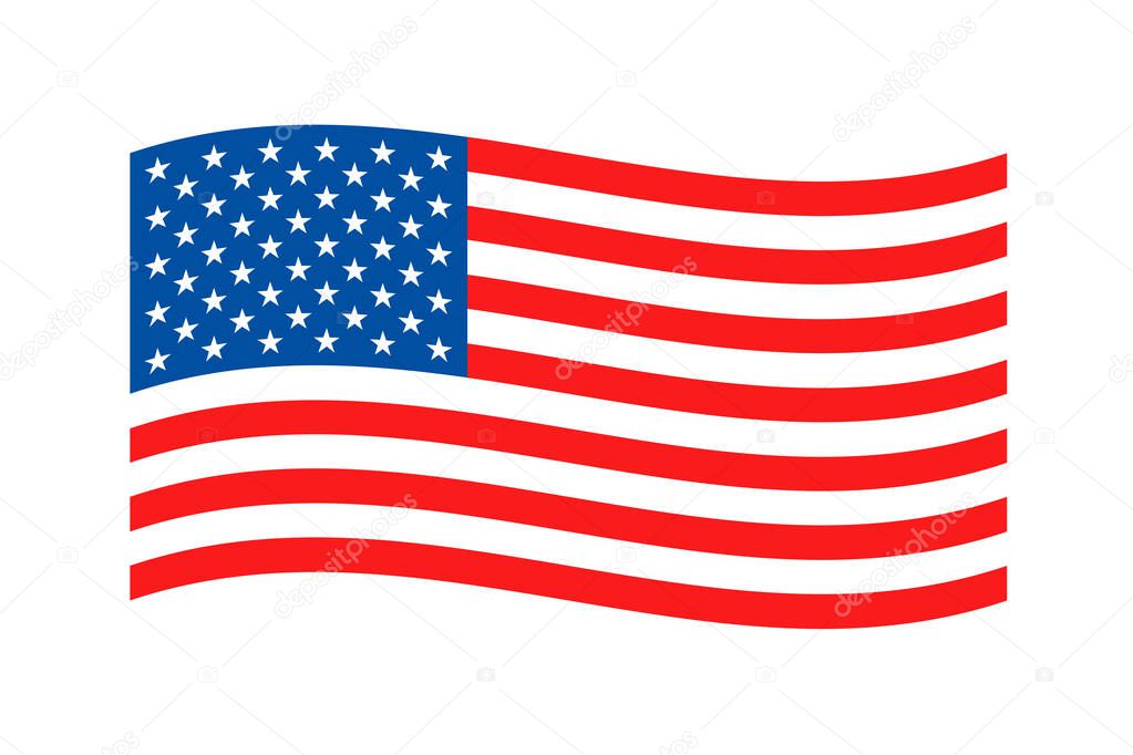 Download American Waving flag on white background. Coloured USA ...
