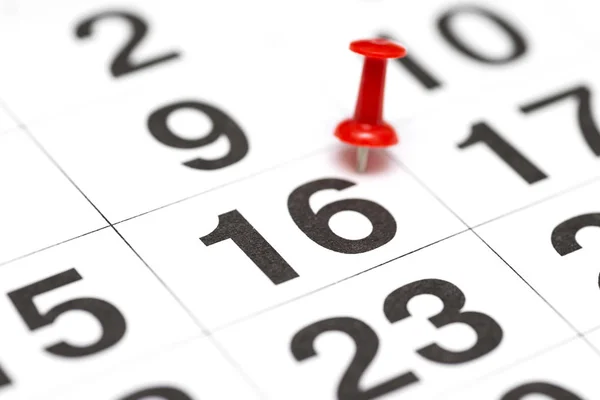 Pin on the date number 16. The sixteenth day of the month is marked with a red thumbtack. Pin on calendar