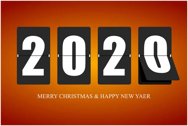 Boldog új évet 2020 vektor mechanikus flip óra design a folyamat a flip. Boldog új évet kártyát. — Stock Fotó