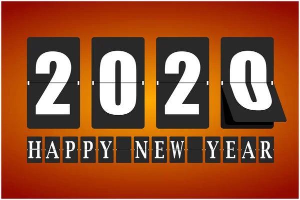 Felice anno nuovo 2020 vettore meccanico flip clock design nel processo di flip. Felice anno nuovo carta — Foto Stock