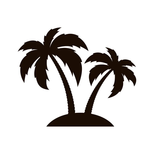 Tropikalne Palmy Sylwetka Palm Wyspie Ikona Palmy Ilustracja Wektora — Wektor stockowy