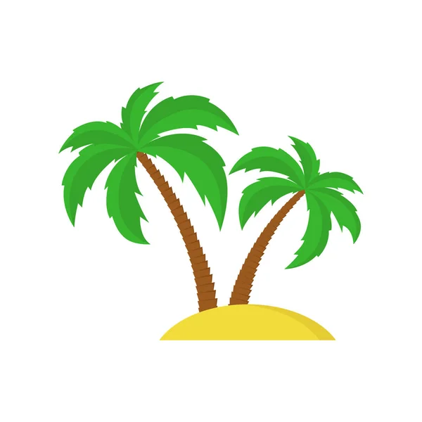 Palmbomen Twee Palmbomen Het Zandige Eiland Vector Illustratie — Stockvector