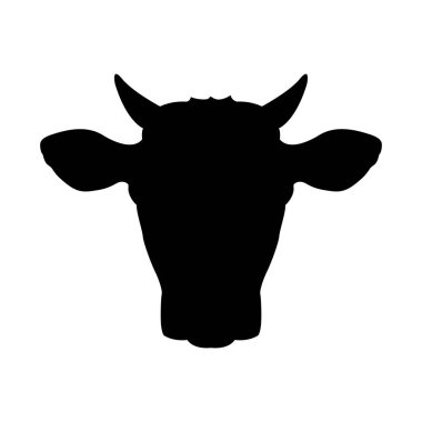 İnek kafası. İnek kafası ikonu. İnek kafası silueti. Çiftlik hayvanı. Vektör illüstrasyonu.