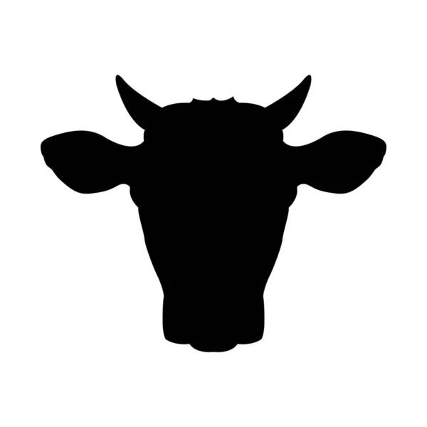 Голова Коровы Иконка Головы Коровы Силуэт Коровьей Головы Фермерское Животное — стоковый вектор