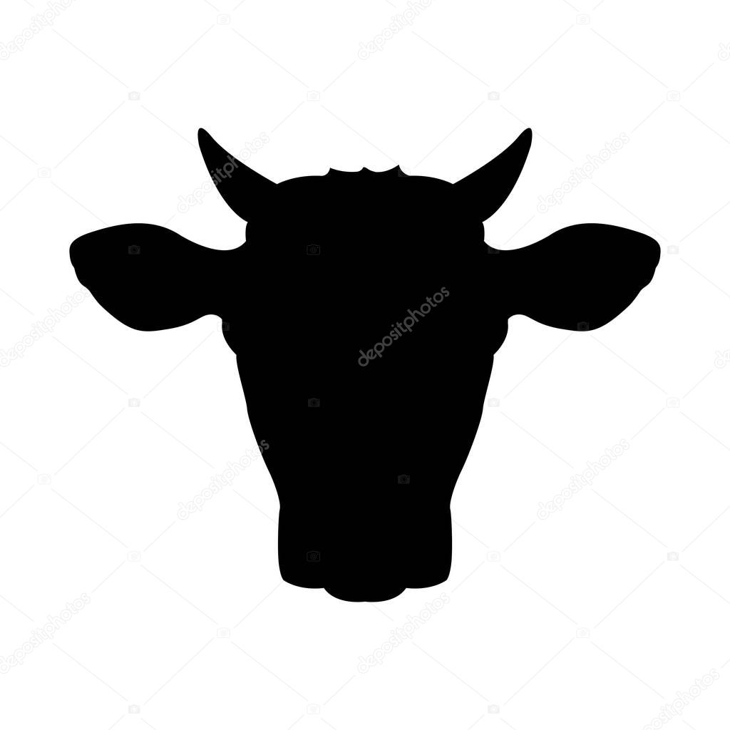 Head of a Cow. Cow head icon. Cow head silhouette. Farm animal . Vector illustration.