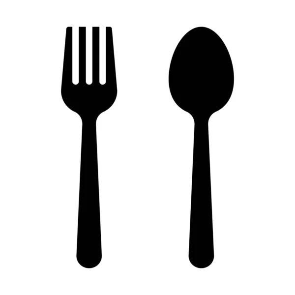 勺子和叉子Icon 叉子和勺子的黑色简单轮廓风格图标 矢量说明 — 图库矢量图片
