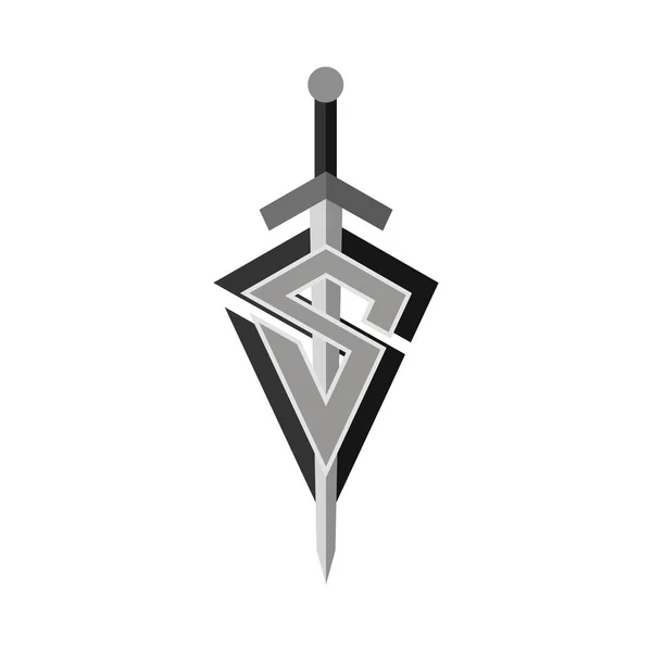 Letter Sword Letter Logo Sword Icon Vector Sword Shield Logo — Stock Vector