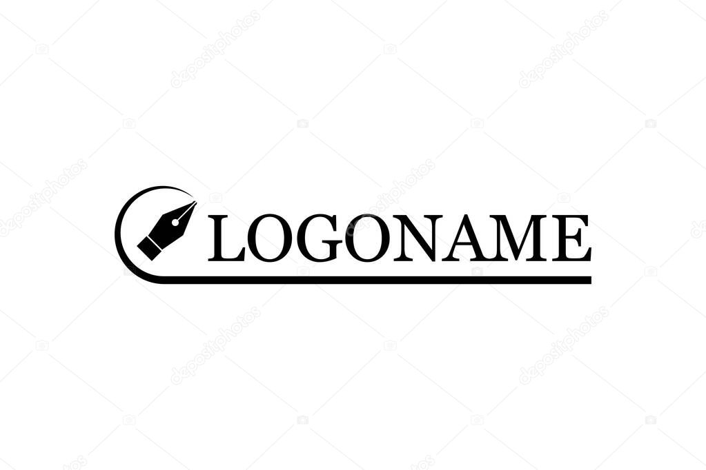 Fountain pen nib logo template. Fountain pen logoname. Corporate branding identity. Vector illustration.