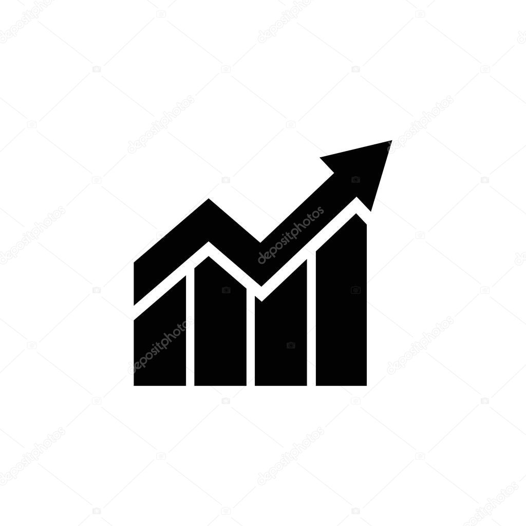 Growing graph icon. Growing bar graph icon on white background. Vector illustration.