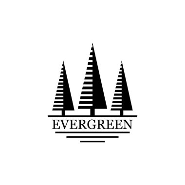 Evergreen rozet logosu tasarımı. Çam, köknar, baldıran otu, ladin, kozalak, sedir, kozalaklı, selvi çiçeği, tarla kuşu, çam ağacı logosu tasarımı. Vektör illüstrasyonu.