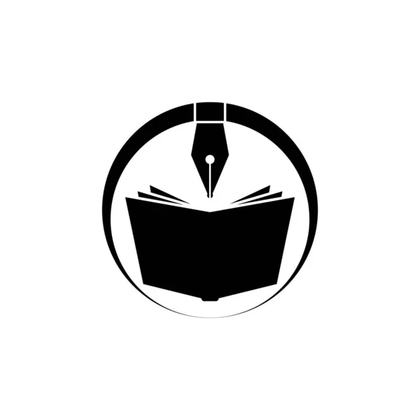 Elegante Pluma Estilográfica Icono Del Libro Logo Del Autor Del — Archivo Imágenes Vectoriales