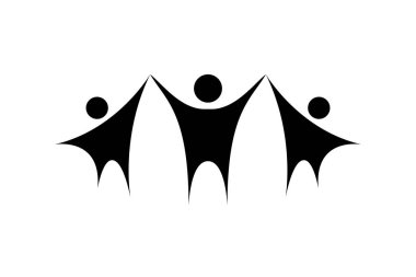 Zincirlenmiş insan figürleri sıraya dizilir. İnsanlar bir birliktelik ruhu içinde el ele tutuşuyor. Vektör illüstrasyonu