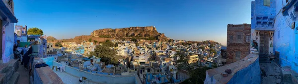 Güzel mavi şehir Rajasthan - Mehrangarh Kalesi - Jodhpur - 360 Manzara.