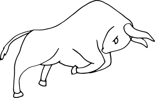 Vector Ilustración Doodle Doodle Bull Jumping — Vector de stock