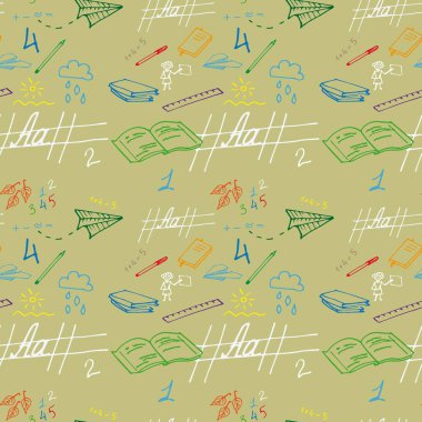 Bej arkaplanlı, pürüzsüz bir şablonla okula dönüyorum.