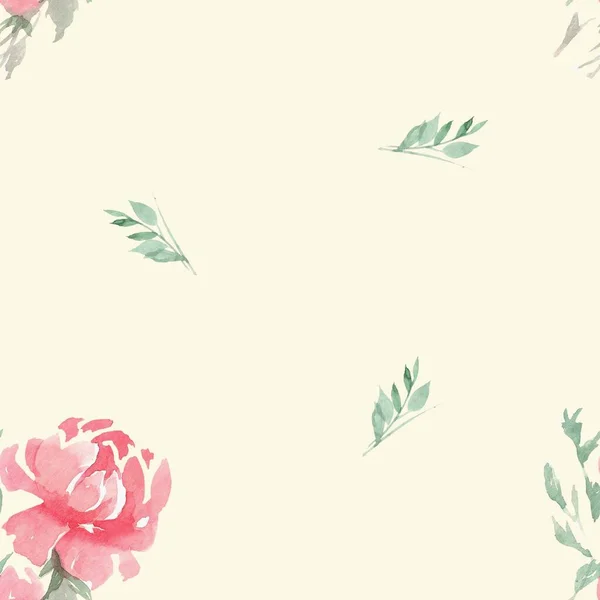 Бесшовный Рисунок Акварельных Розовых Пионов Светлом Молочном Фоне Можно Использовать — стоковое фото