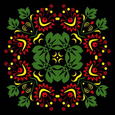 Etnik yuvarlak mandala dekoratif çiçek retro süsleme Doğu tarzı tasarım öğeleri geleneksel vektör çizim.