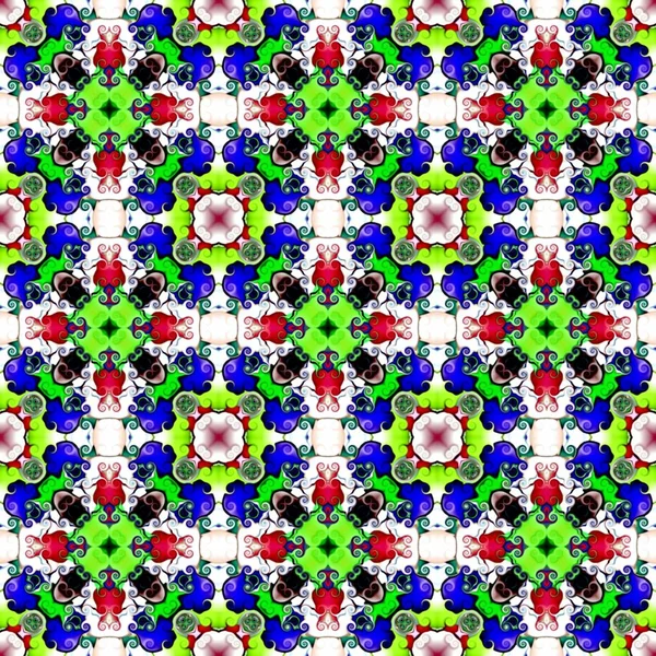 Gráficos Computador Ilustração Fundo Floral Abstrato Ornamento Simétrico Psicodélico Mosaico — Fotografia de Stock