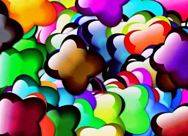 Абстрактный Цветной Психоделический Фон Хаотично Расположенных Элементов Геометрических Фигур — стоковое фото