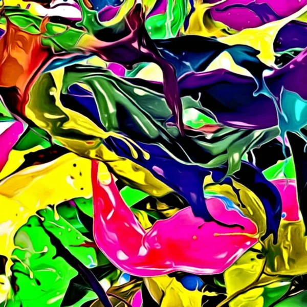 Psychedelic Arka Plan Renginden Kaotik Lekeleri Fırça Darbeleri Farklı Boyutlarda — Stok fotoğraf