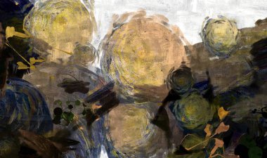 Soyut psychedelic grunge arka plan grafik stilizasyon dokulu tuval üzerine kaotik bulanık konturlar ve boya konturları.