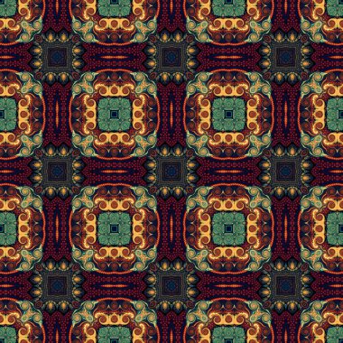 Sorunsuz raster desen oryantal tarzı çiçek psychedelic mozaik desen duvar kağıdı, arka planlar, halılar, halı için dekor için..