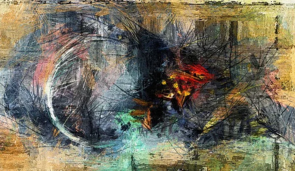 Soyut psychedelic grunge arka plan grafik stilizasyon dokulu tuval üzerine kaotik bulanık konturlar ve boya konturları.