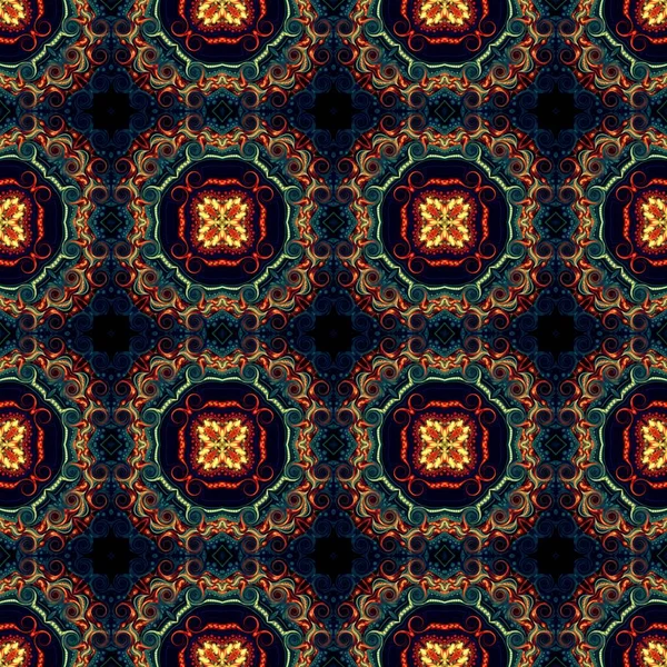 Бесшовный Растровый Узор Восточном Стиле Психоделическая Мозаика Цветок Узор Обоев — стоковое фото