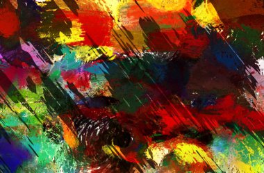 Soyut psychedelic grunge arka plan grafik stilizasyon dokulu tuval üzerine kaotik bulanık konturlar ve boya konturları.