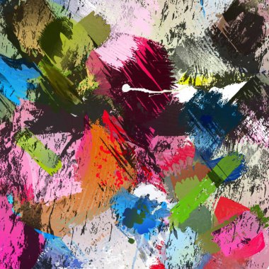 Soyut psychedelic grunge arka plan grafik stilizasyon dokulu tuval üzerine kaotik bulanık konturlar ve boya konturları.