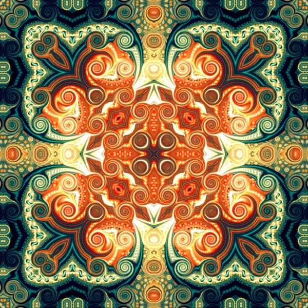 オリエンタル スタイル花サイケデリックなモザイク パターンの壁紙 タペストリー カーペットのための装飾のためのシームレスなラスター パターン — ストック写真
