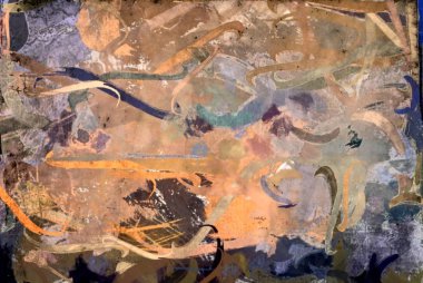 Soyut psychedelic grunge arka plan grafik stilizasyon dokulu tuval üzerine kaotik bulanık konturlar ve boya konturları.