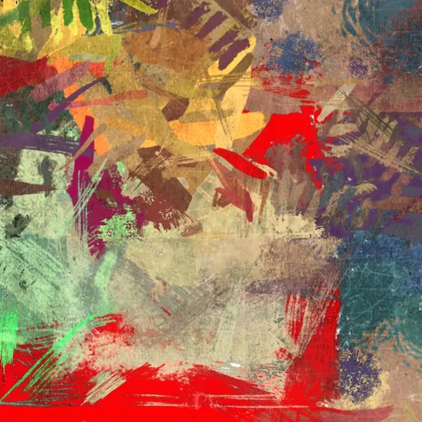 Абстрактная Психоделическая Гранжевая Фоновая Графическая Стилизация Текстурированном Холсте Хаотических Размытых — стоковое фото