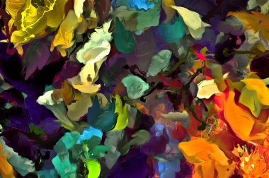 Soyut psychedelic grunge arka plan doku düzensizce bulanık noktalar ve boya konturları ile renkli.