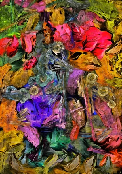 Abstraktní Pozadí Barevné Psychedelické Grunge Texturou Chaoticky Rozmazané Skvrny Malovat — Stock fotografie