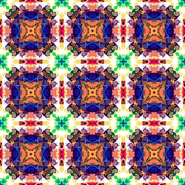 Nahtloses Rastermuster Orientalischen Stil Blume Psychedelische Mosaikmuster Für Tapeten Hintergründe — Stockfoto