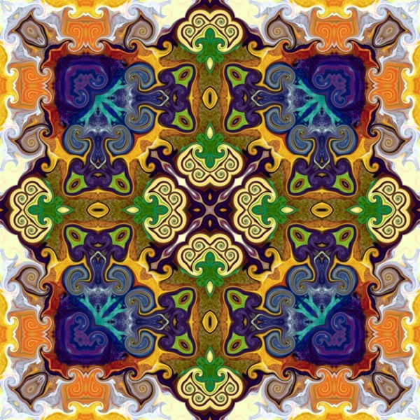 Padrão Raster Sem Costura Estilo Oriental Flor Mosaico Psicodélico Padrão — Fotografia de Stock