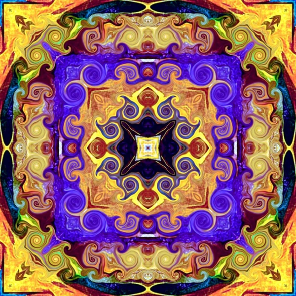 Nahtloses Rastermuster Orientalischen Stil Blume Psychedelische Mosaikmuster Für Tapeten Hintergründe — Stockfoto