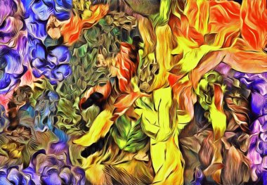 Soyut psychedelic grunge arka plan doku düzensizce bulanık noktalar ve boya konturları ile renkli.