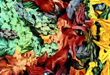 Soyut psychedelic grunge arka plan doku düzensizce bulanık noktalar ve boya konturları ile renkli.