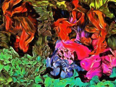 Soyut bilgisayar stilize dekoratif vintage doku, arka plan deseni, boya, büyük vuruşları bilgisayar grafikleri renkli çiçek dekor tasarım goblen, duvar kağıdı, bilgisayar için