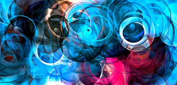 Abstract Psychedelic Background Colored Fractal Hotspots Arranged Circles Spirals Different — Stock Photo, Image