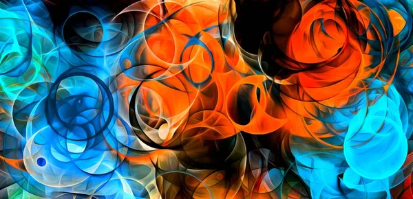 Abstract Psychedelic Background Colored Fractal Hotspots Arranged Circles Spirals Different — Stock Photo, Image