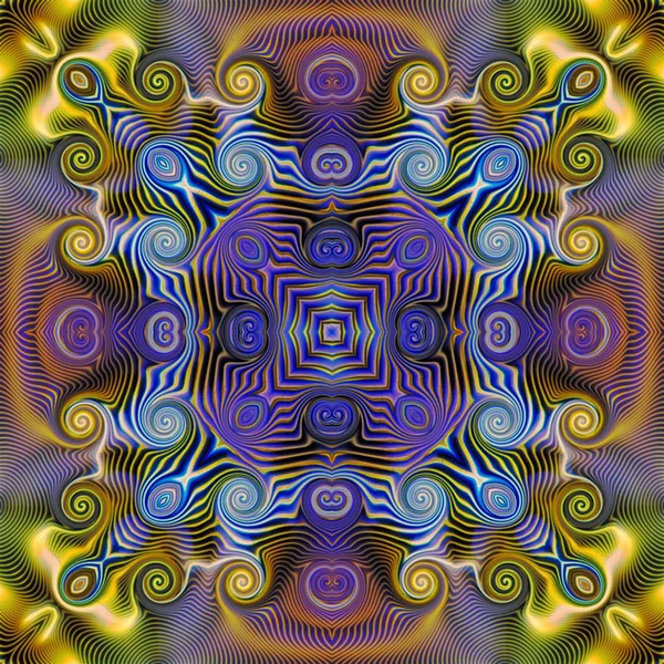 Бесшовный Растровый Узор Восточном Стиле Психоделическая Мозаика Цветок Узор Обоев — стоковое фото
