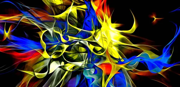 Abstract Electrifying Lines Smoky Fractal Pattern Digital Illustration Art Work — Stock Photo, Image